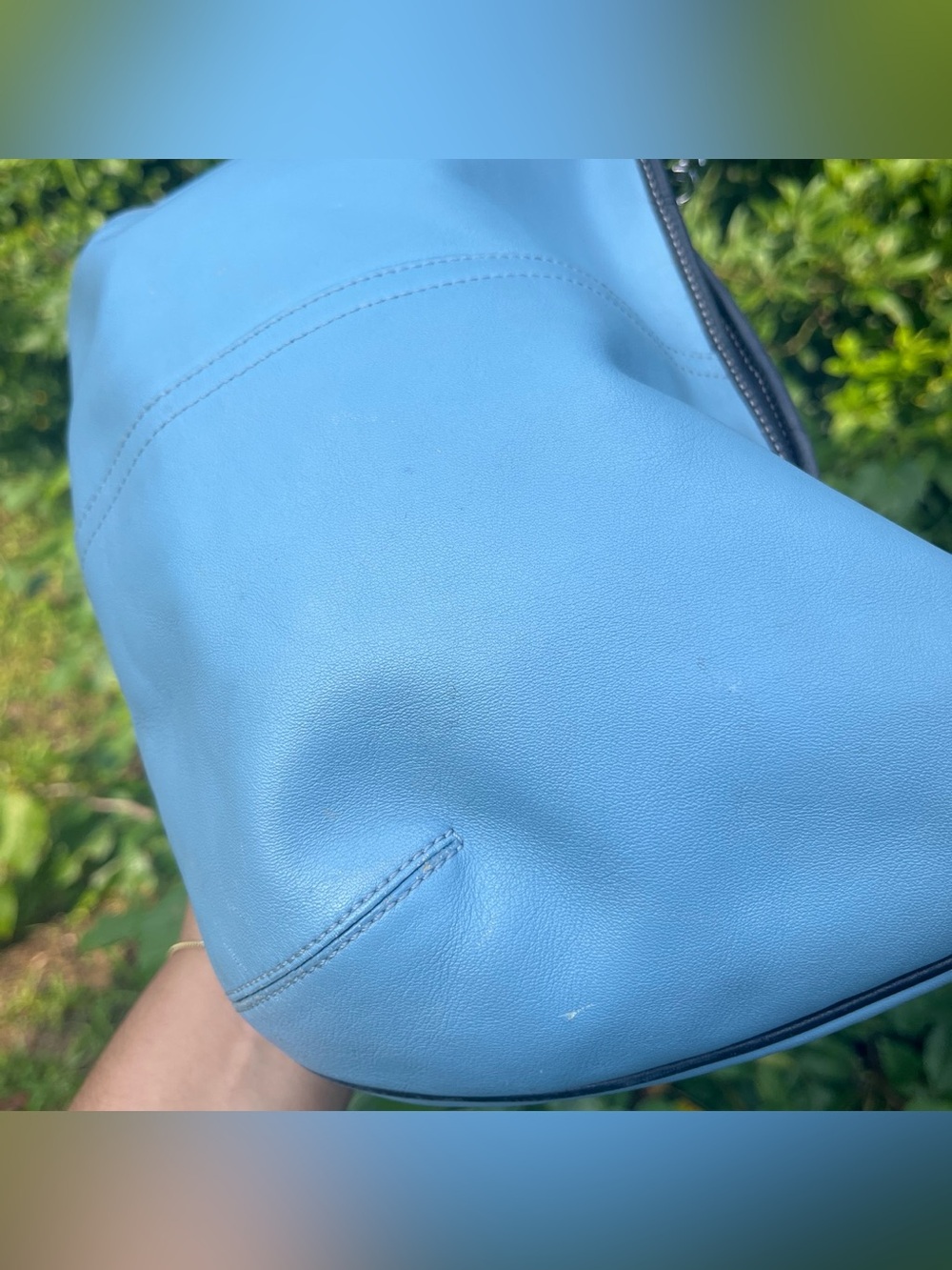 Coach Sky Blue Leather Hobo Ergo Bag with silver sun charm - Picture 5 of 9